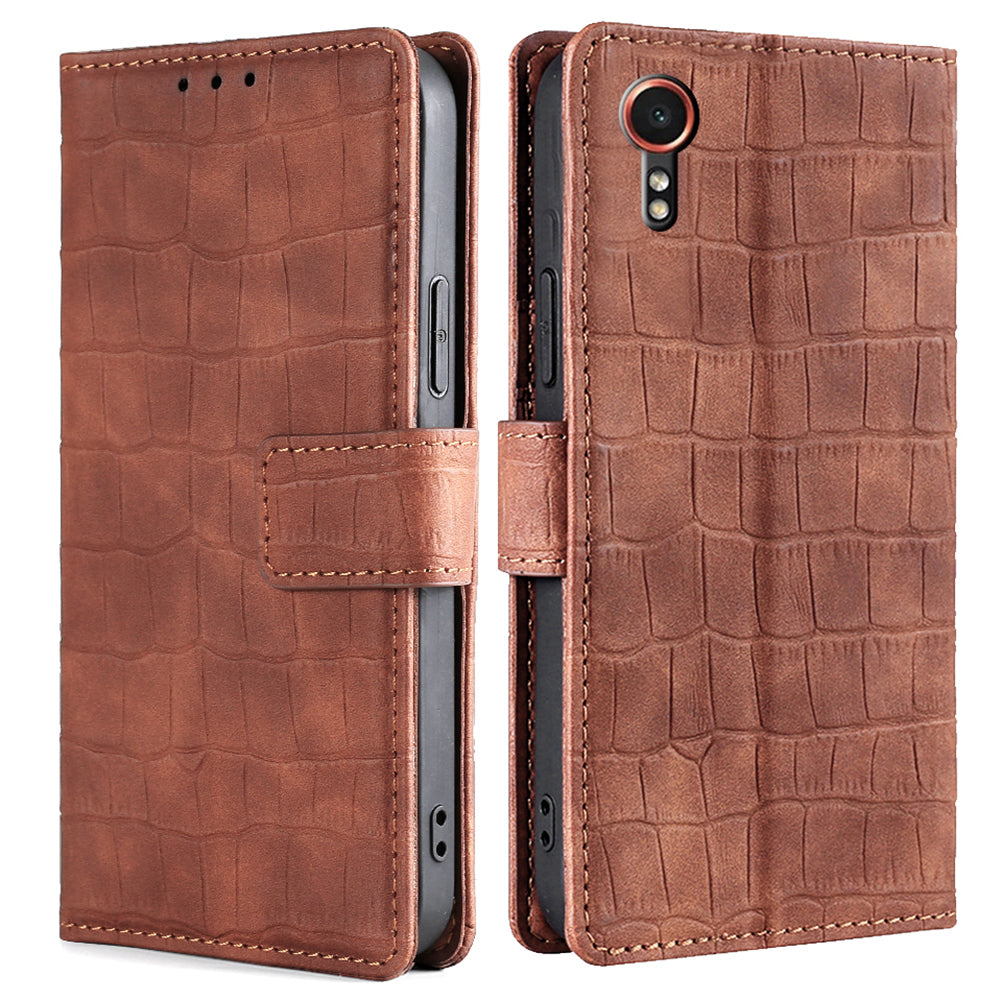 For Samsung Galaxy Xcover7 Case Crocodile Texture Leather Wallet Phone Cover