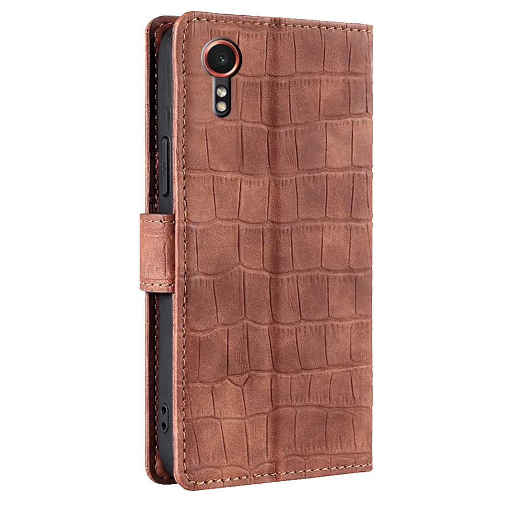For Samsung Galaxy Xcover7 Case Crocodile Texture Leather Wallet Phone Cover