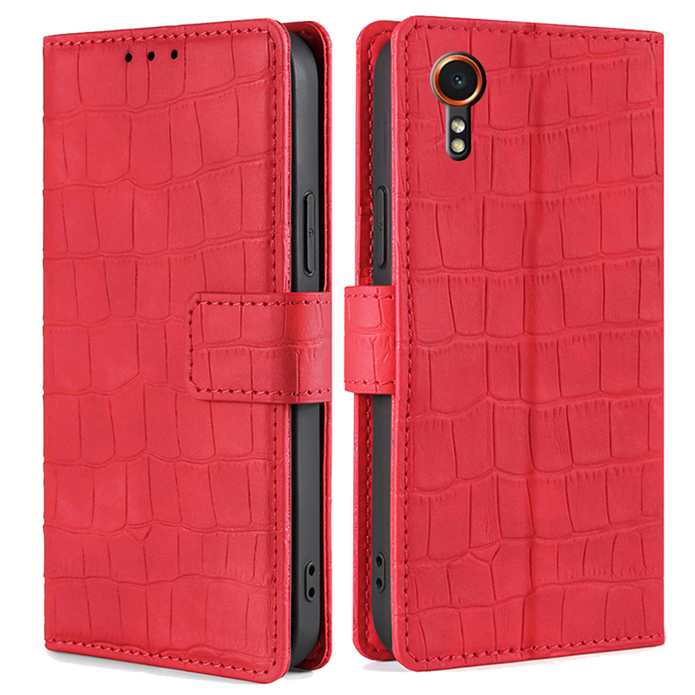 For Samsung Galaxy Xcover7 Case Crocodile Texture Leather Wallet Phone Cover