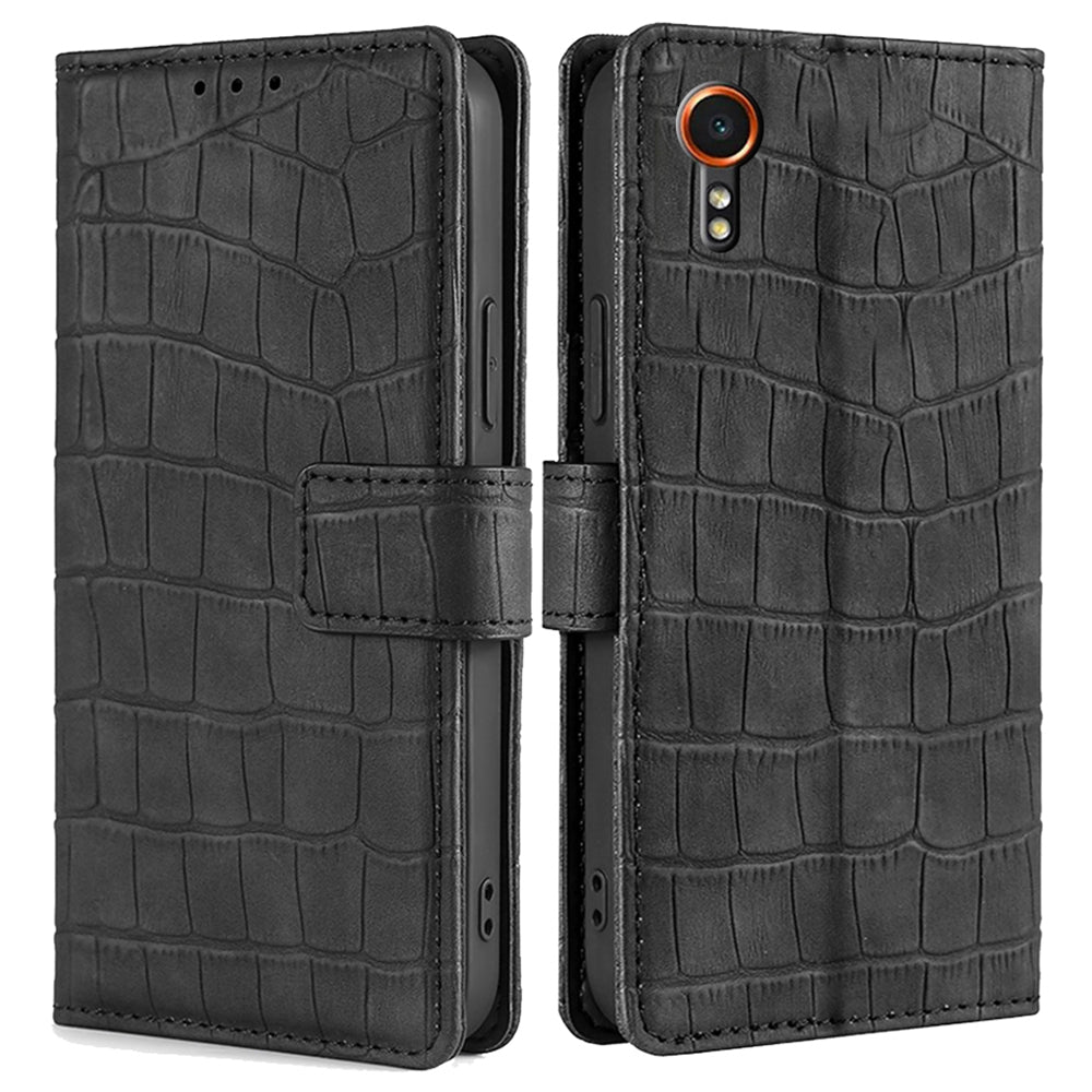 For Samsung Galaxy Xcover7 Case Crocodile Texture Leather Wallet Phone Cover