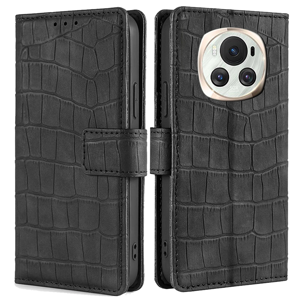 For Honor Magic6 5G Wallet Phone Case Crocodile Texture Leather Folio Flip Cover