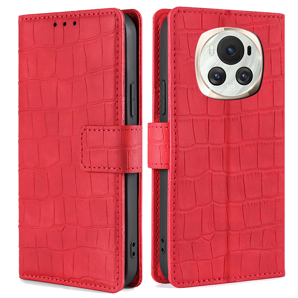 For Honor Magic6 5G Wallet Phone Case Crocodile Texture Leather Folio Flip Cover