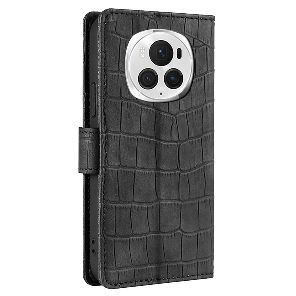 For Honor Magic6 Pro 5G Case Crocodile Texture 3 Card Slots Flip Stand Phone Cover