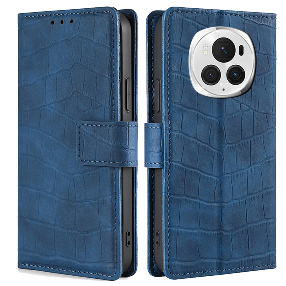 For Honor Magic6 Pro 5G Case Crocodile Texture 3 Card Slots Flip Stand Phone Cover