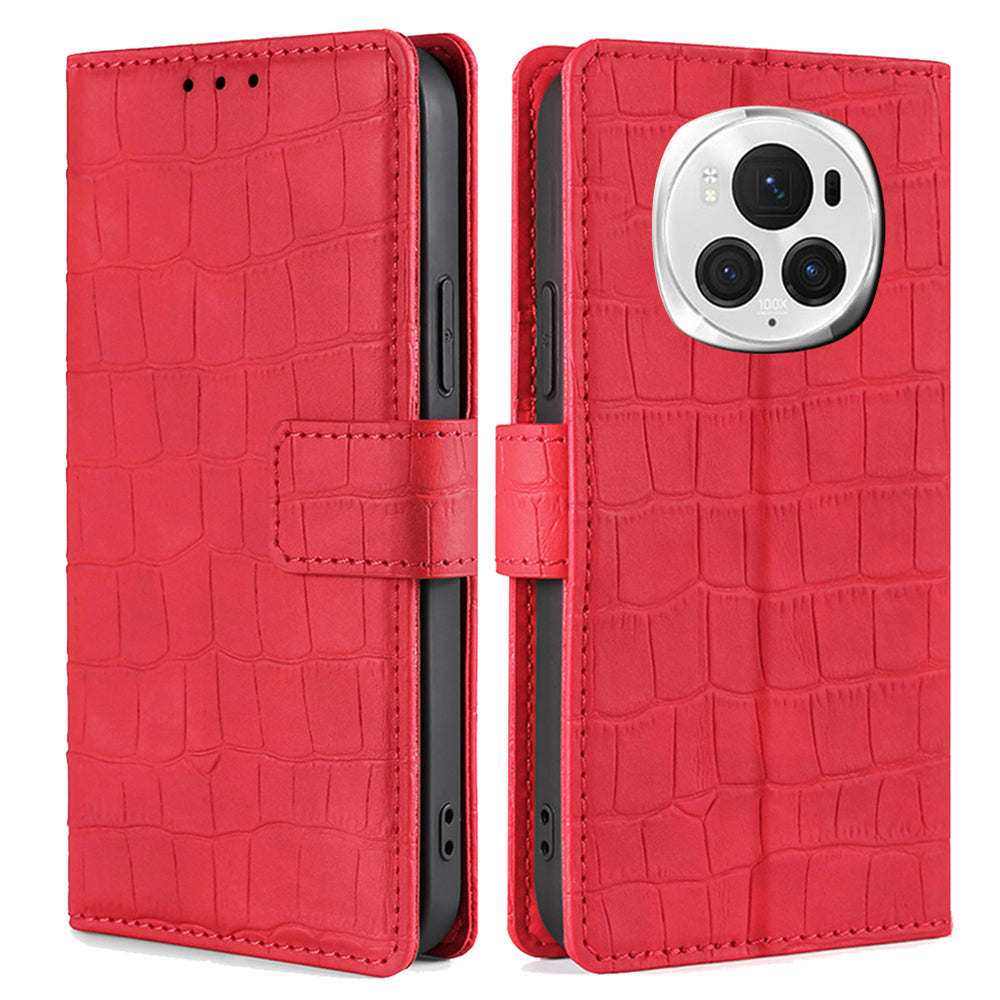 For Honor Magic6 Pro 5G Case Crocodile Texture 3 Card Slots Flip Stand Phone Cover