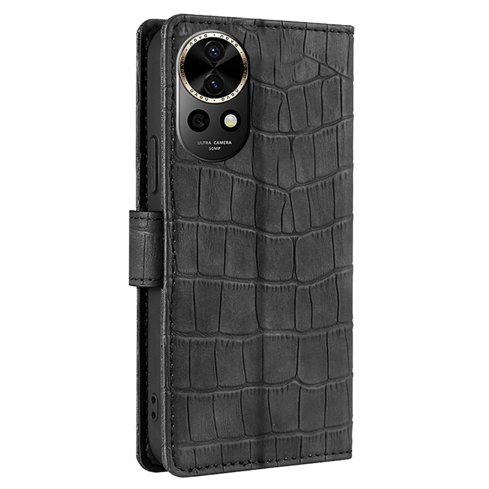 For Huawei nova 12 5G Case Crocodile Texture Leather Wallet Cover with Magnetic Clasp