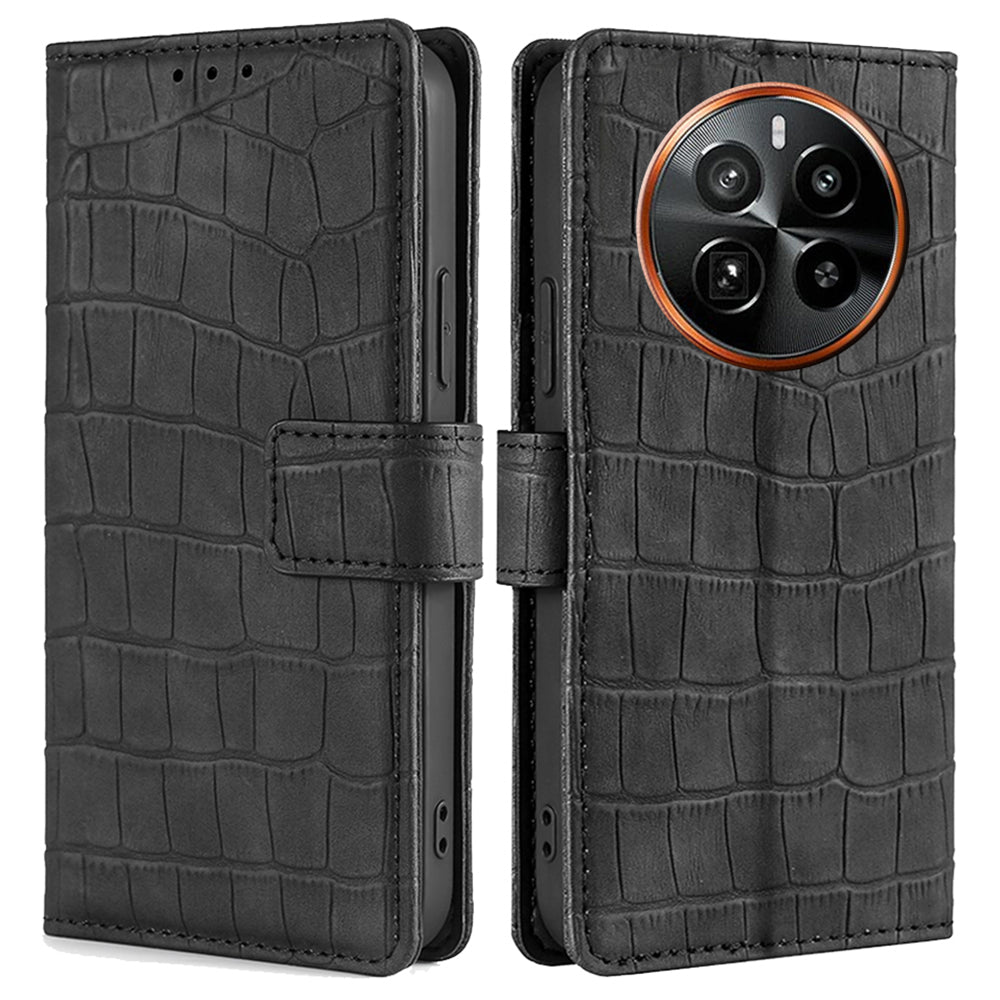 For Realme GT5 Pro 5G Wallet Case Crocodile Texture Leather Flip Phone Cover