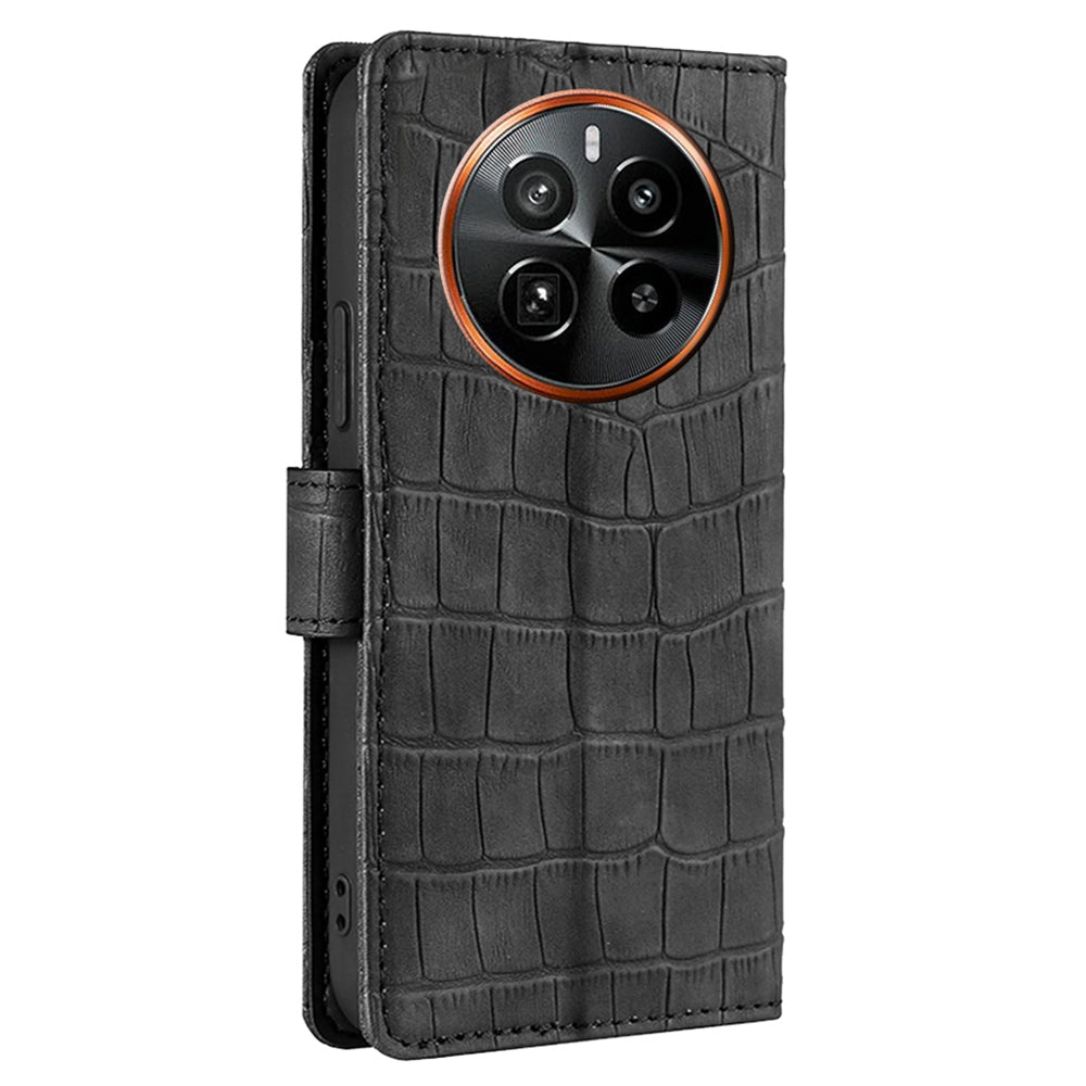 For Realme GT5 Pro 5G Wallet Case Crocodile Texture Leather Flip Phone Cover