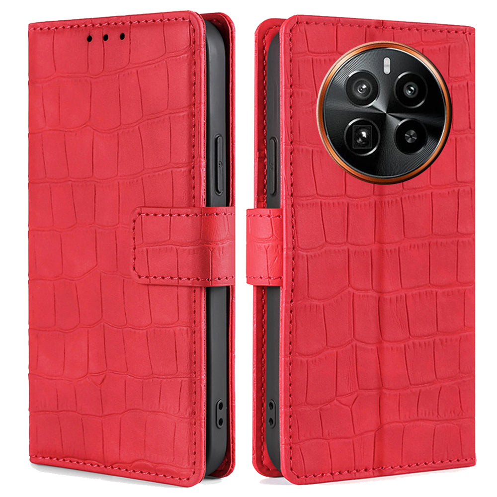 For Realme GT5 Pro 5G Wallet Case Crocodile Texture Leather Flip Phone Cover