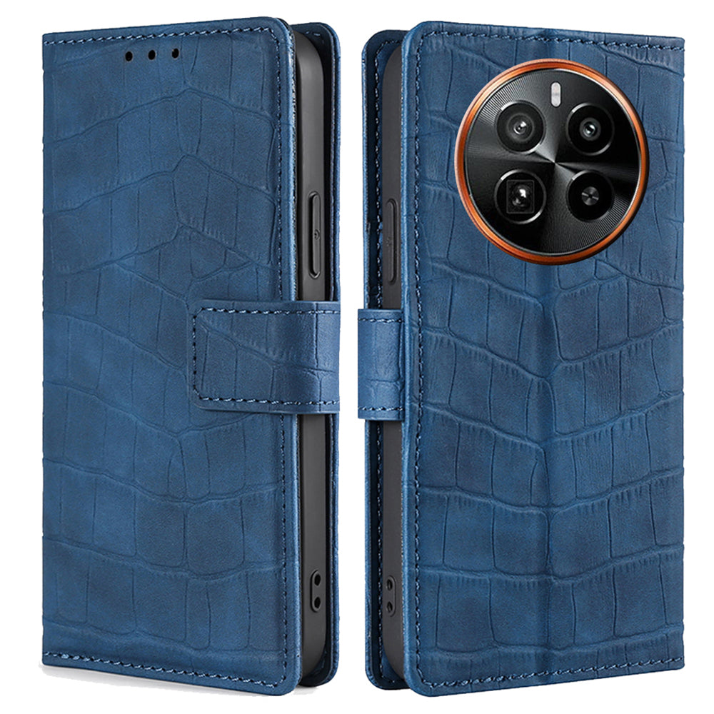 For Realme GT5 Pro 5G Wallet Case Crocodile Texture Leather Flip Phone Cover
