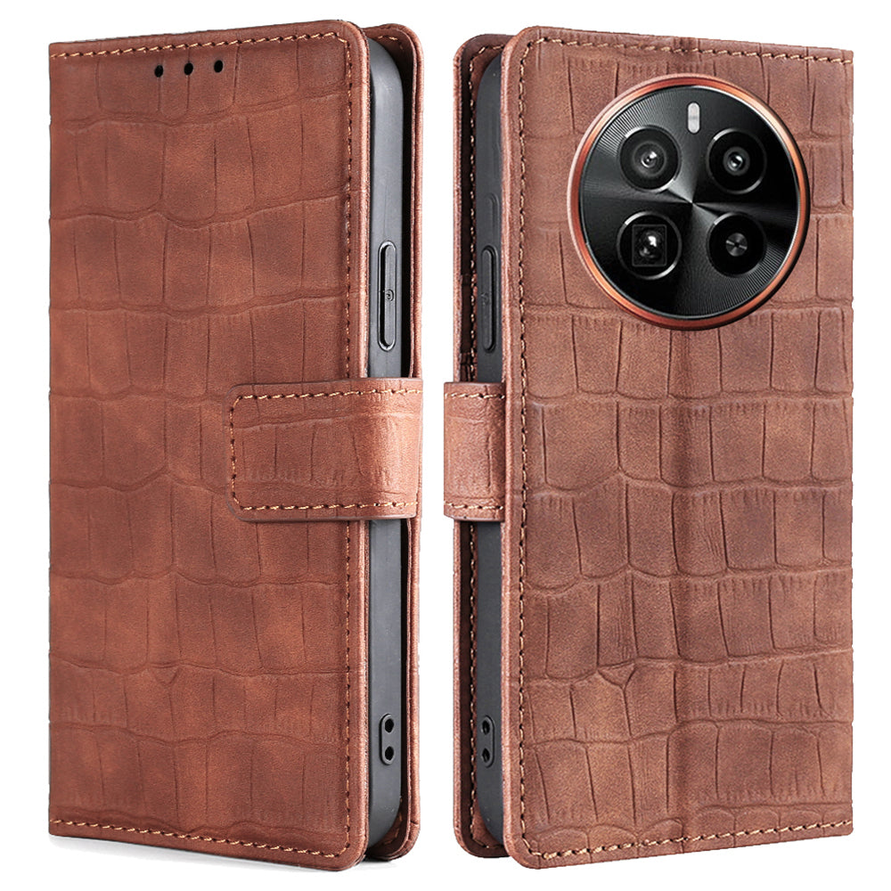 For Realme GT5 Pro 5G Wallet Case Crocodile Texture Leather Flip Phone Cover
