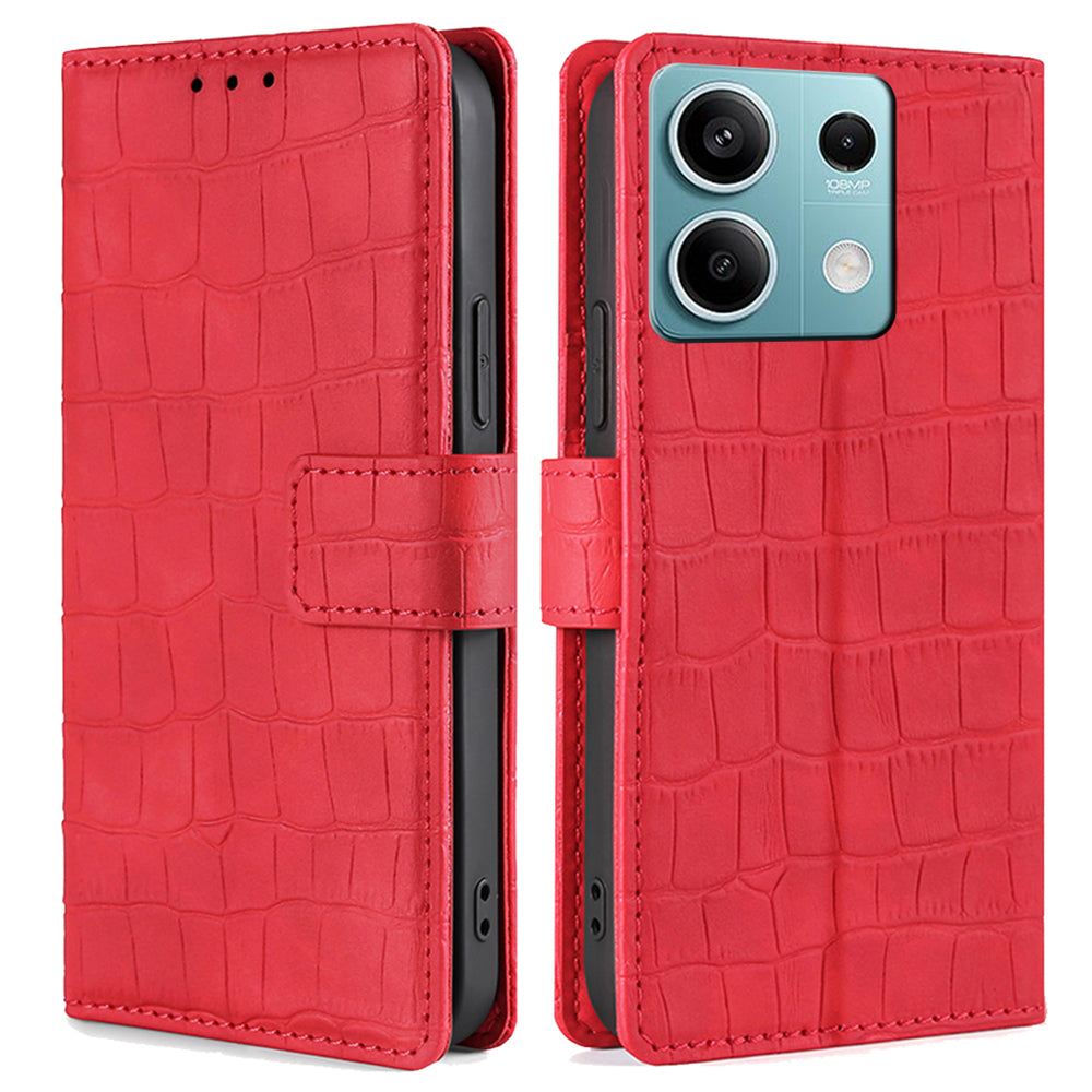 For Xiaomi Redmi Note 13 4G PU Leather Case Crocodile Texture Wallet Phone Cover