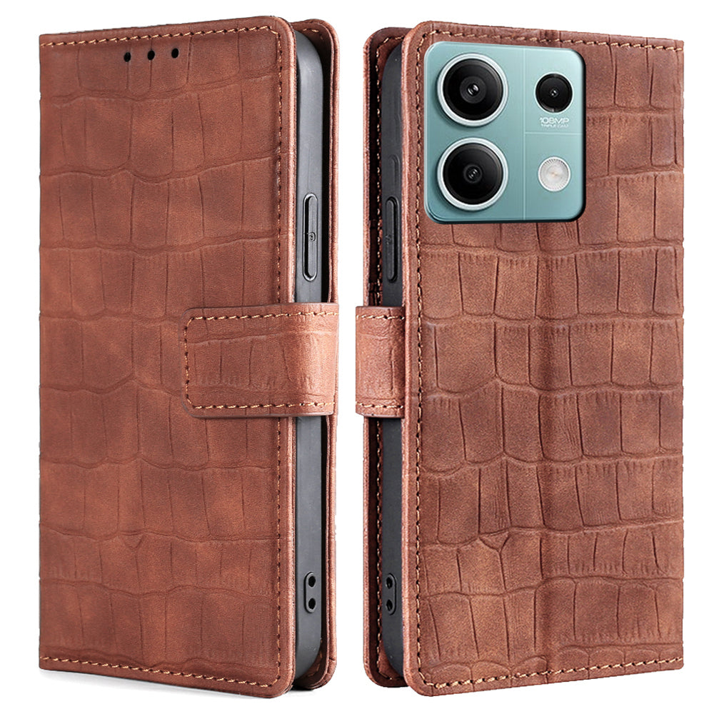 For Xiaomi Redmi Note 13 4G PU Leather Case Crocodile Texture Wallet Phone Cover
