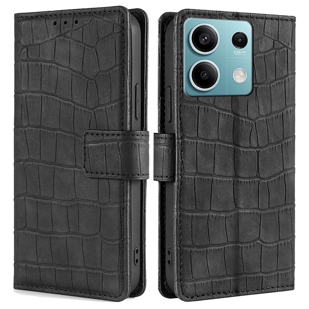 For Xiaomi Redmi Note 13 4G PU Leather Case Crocodile Texture Wallet Phone Cover