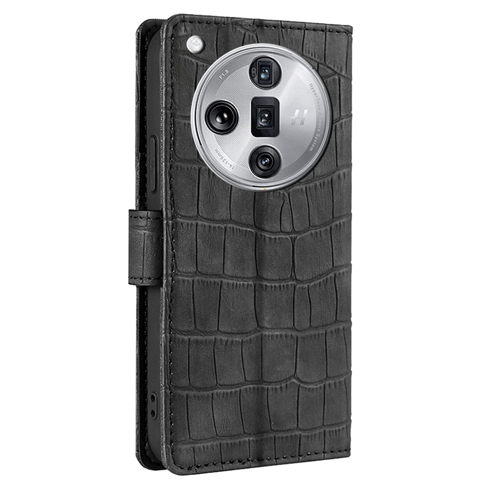For Oppo Find X7 Ultra Leather Case Stand Walllet Crocodile Texture Flip Phone Cover