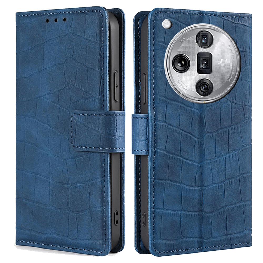 For Oppo Find X7 Ultra Leather Case Stand Walllet Crocodile Texture Flip Phone Cover