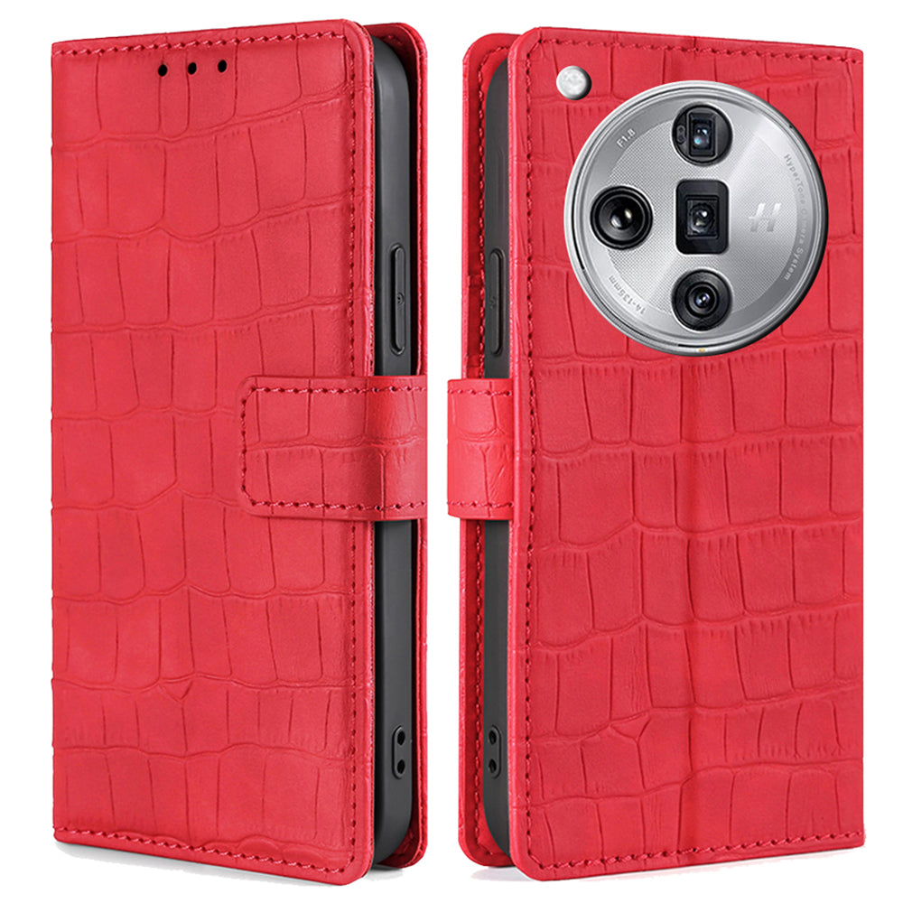 For Oppo Find X7 Ultra Leather Case Stand Walllet Crocodile Texture Flip Phone Cover