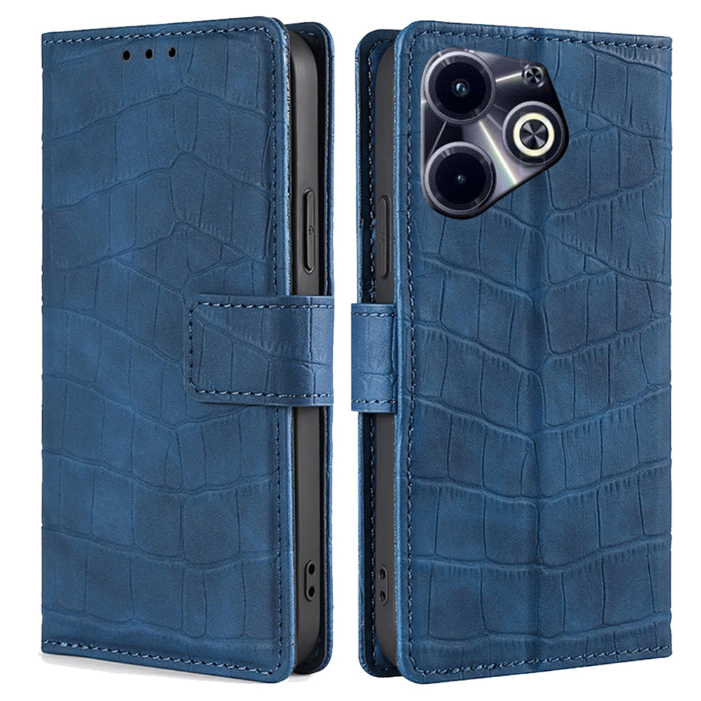 For Transsion Infinix Hot 40i Case Crocodile Texture Leather Phone Cover with Wallet Stand