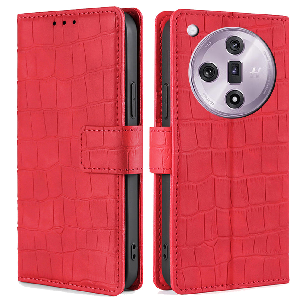For Oppo Find X7 5G Protective Case Crocodile Texture Leather Wallet Phone Cover