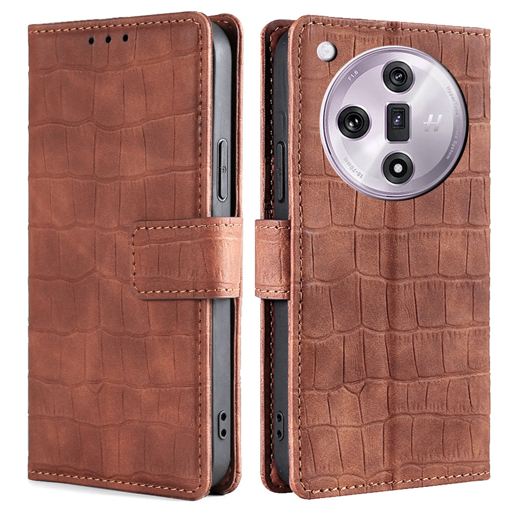 For Oppo Find X7 5G Protective Case Crocodile Texture Leather Wallet Phone Cover