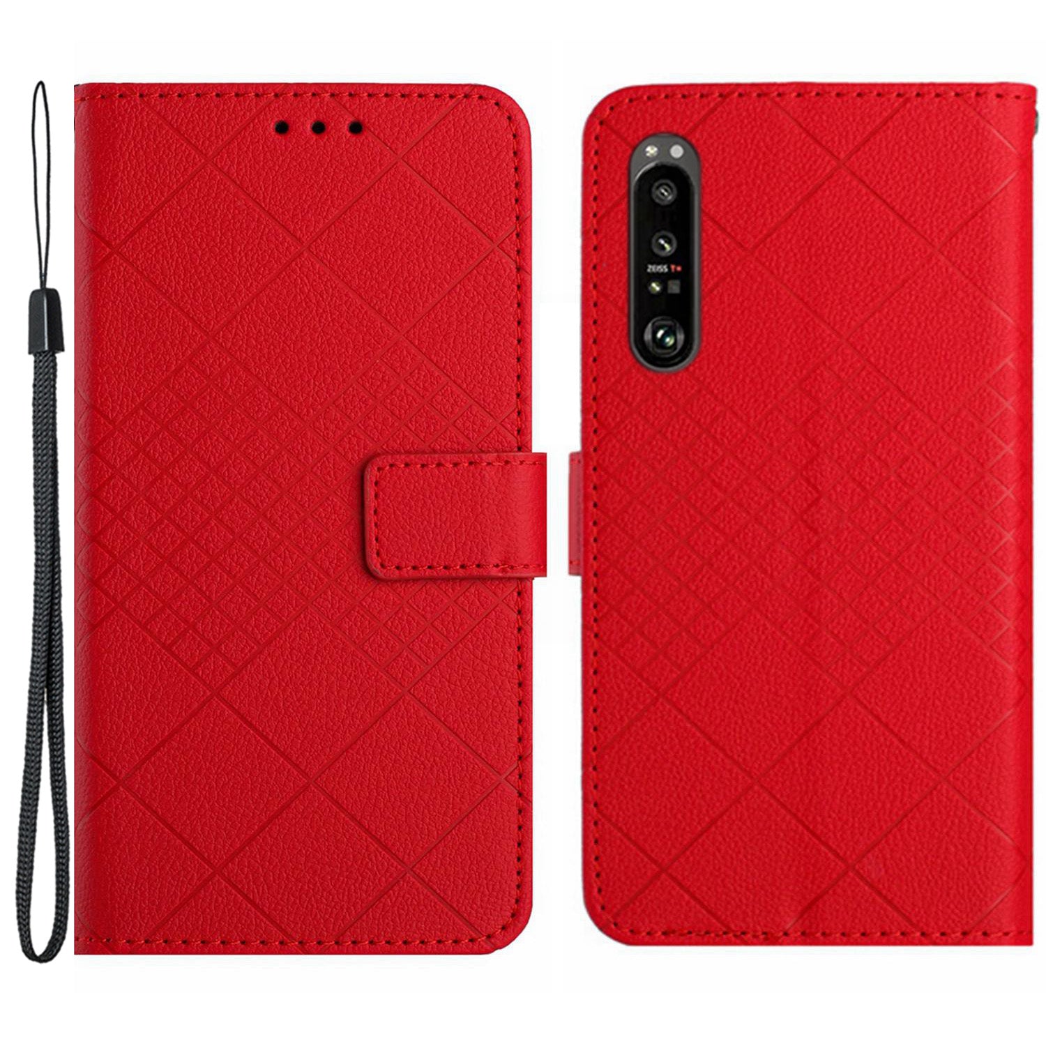 HT06 For Sony Xperia 1 VI Wallet Case PU Leather Imprinted Rhombus Phone Cover