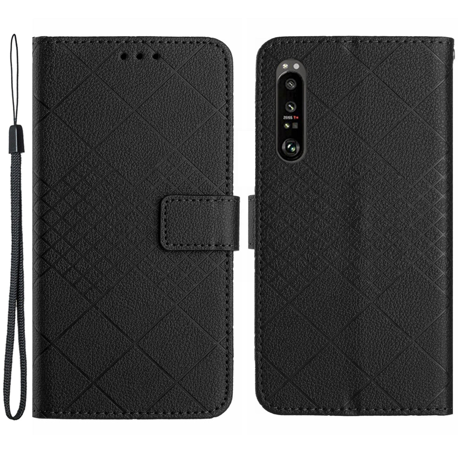 HT06 For Sony Xperia 1 VI Wallet Case PU Leather Imprinted Rhombus Phone Cover