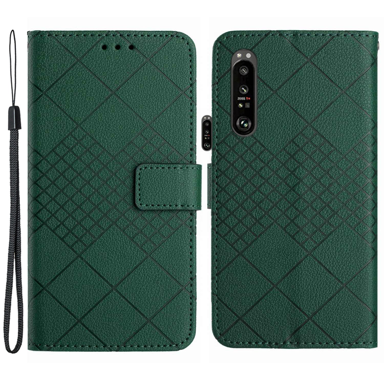 HT06 For Sony Xperia 1 VI Wallet Case PU Leather Imprinted Rhombus Phone Cover