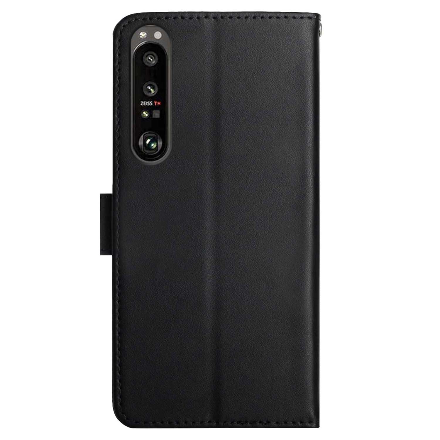 HT02 For Sony Xperia 1 VI Phone Case Nappa Texture Genuine Cow Leather Flip Cover