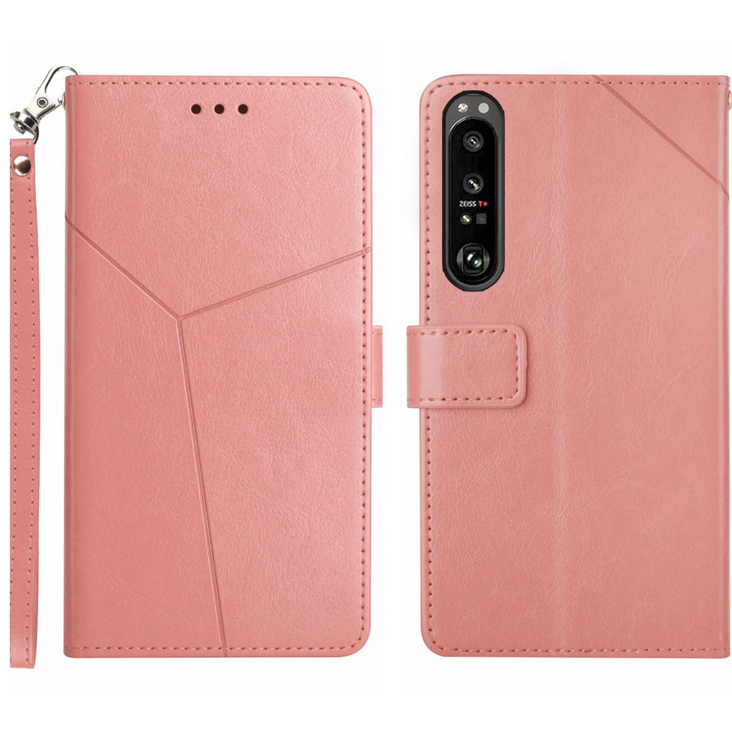 HT01 For Sony Xperia 1 VI Shockproof Case Y-shaped Lines Imprinted Phone Wallet Cover