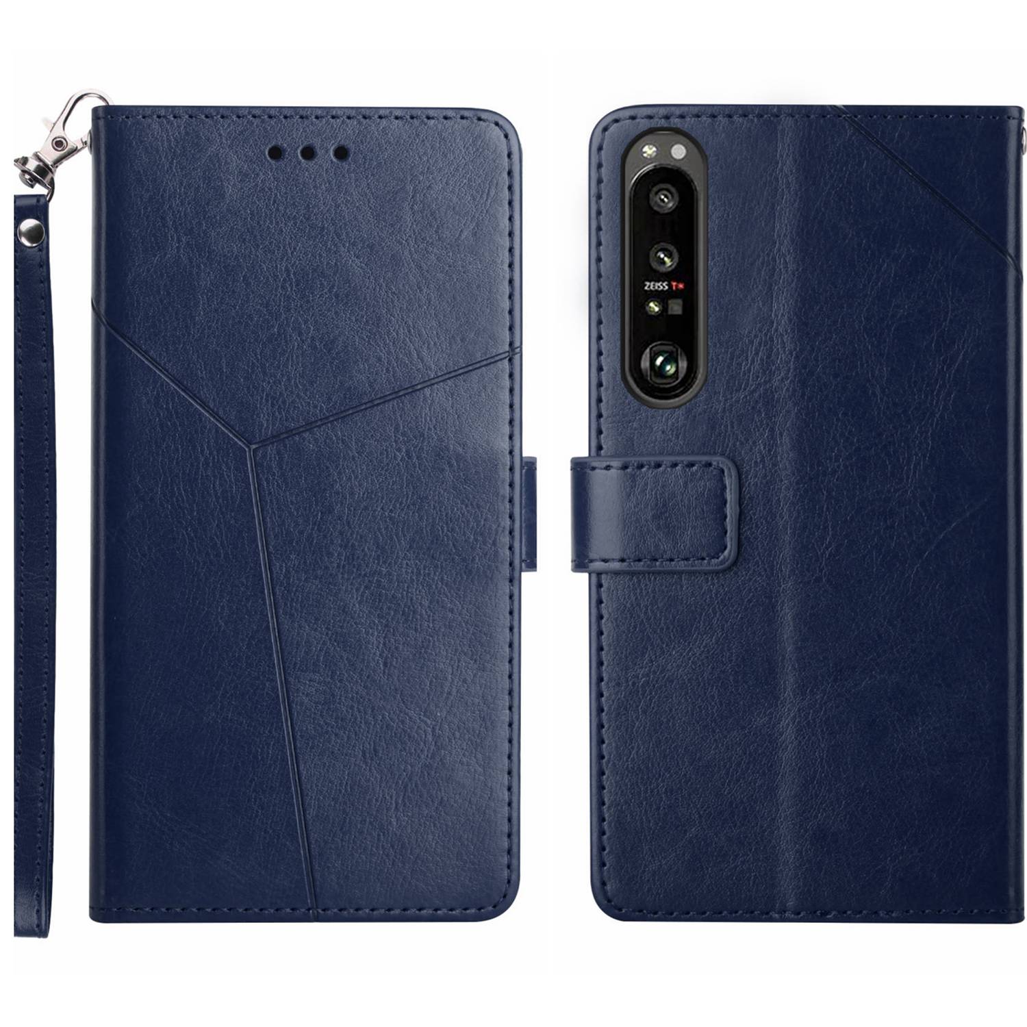 HT01 For Sony Xperia 1 VI Shockproof Case Y-shaped Lines Imprinted Phone Wallet Cover