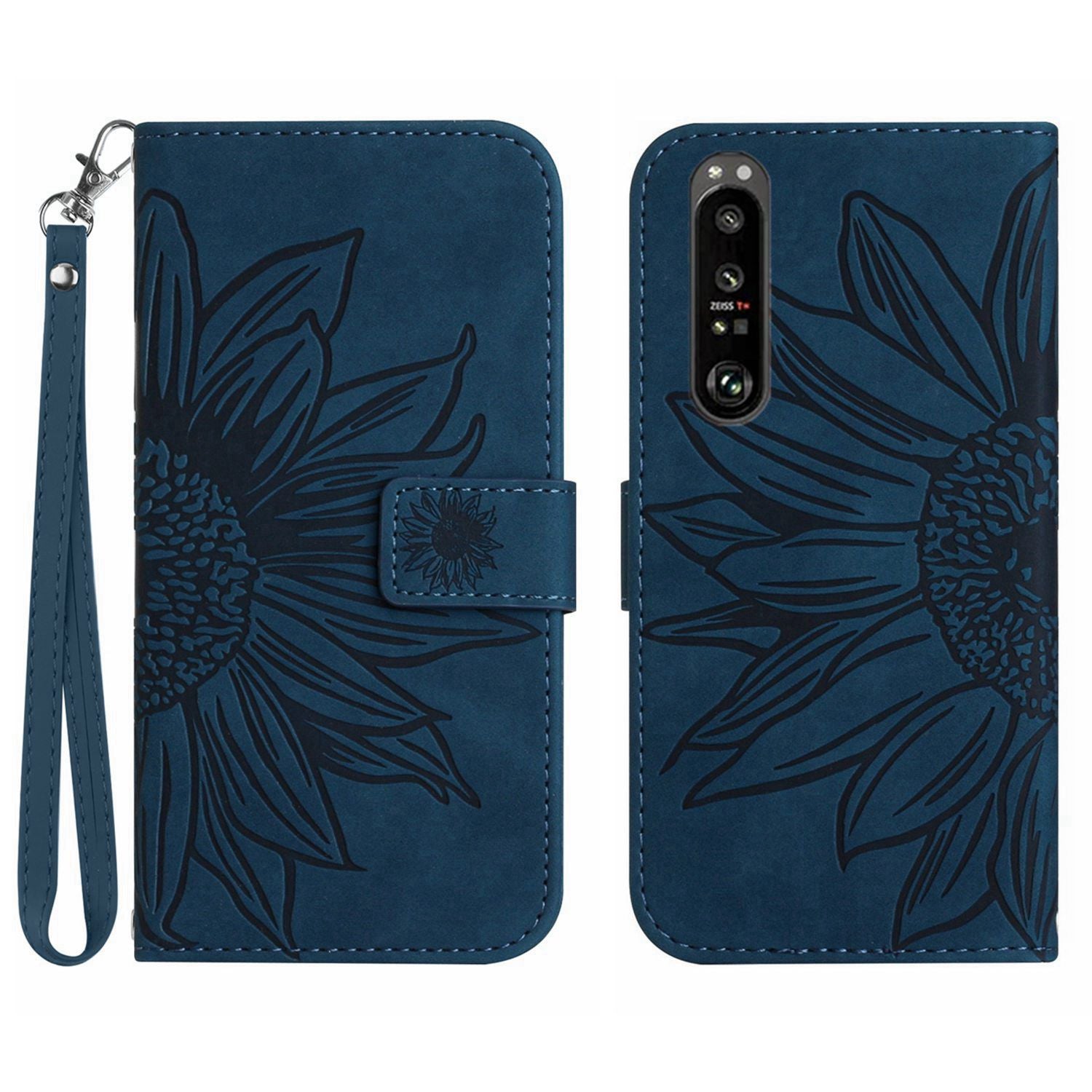 HT04 For Sony Xperia 1 VI Case Sunflower Leather Wallet Stand Phone Cover with Wrist Strap