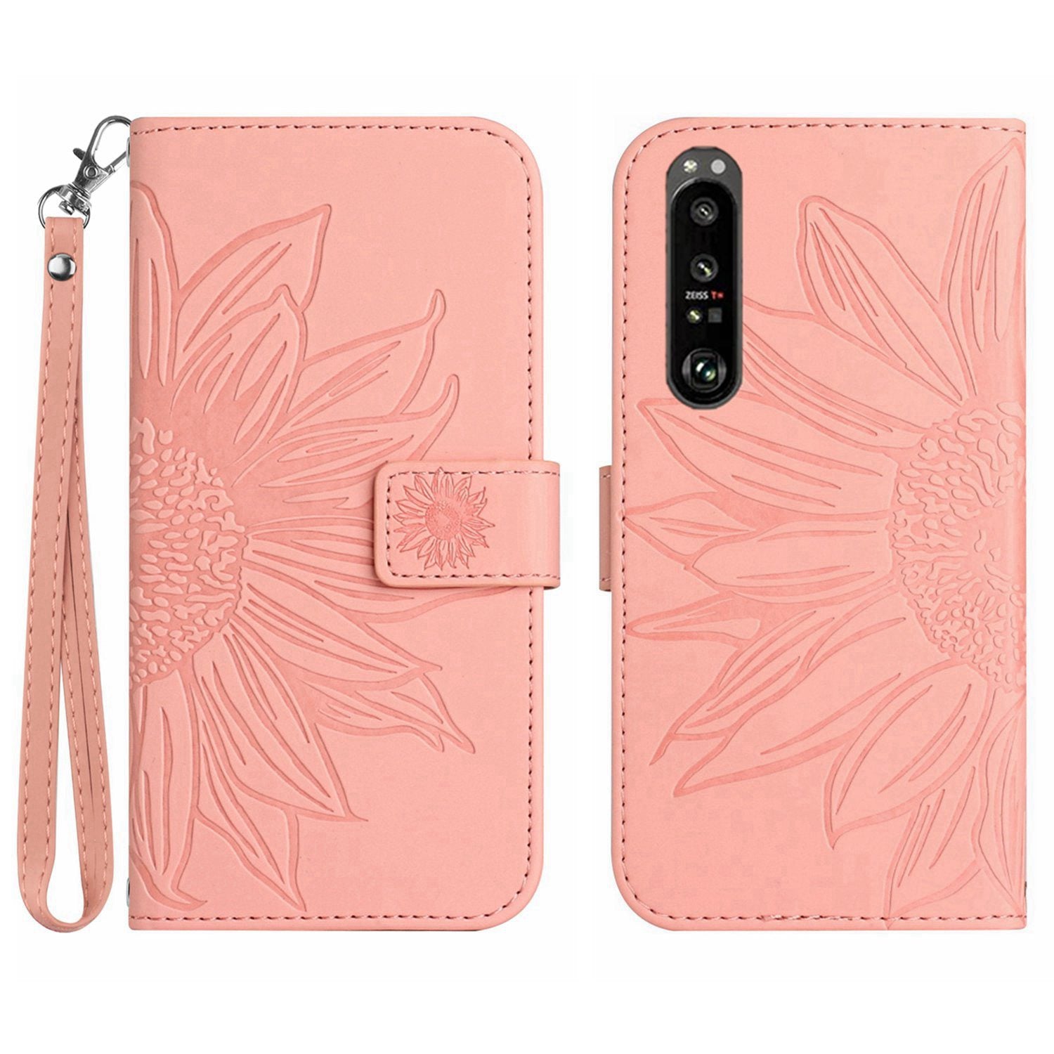 HT04 For Sony Xperia 1 VI Case Sunflower Leather Wallet Stand Phone Cover with Wrist Strap