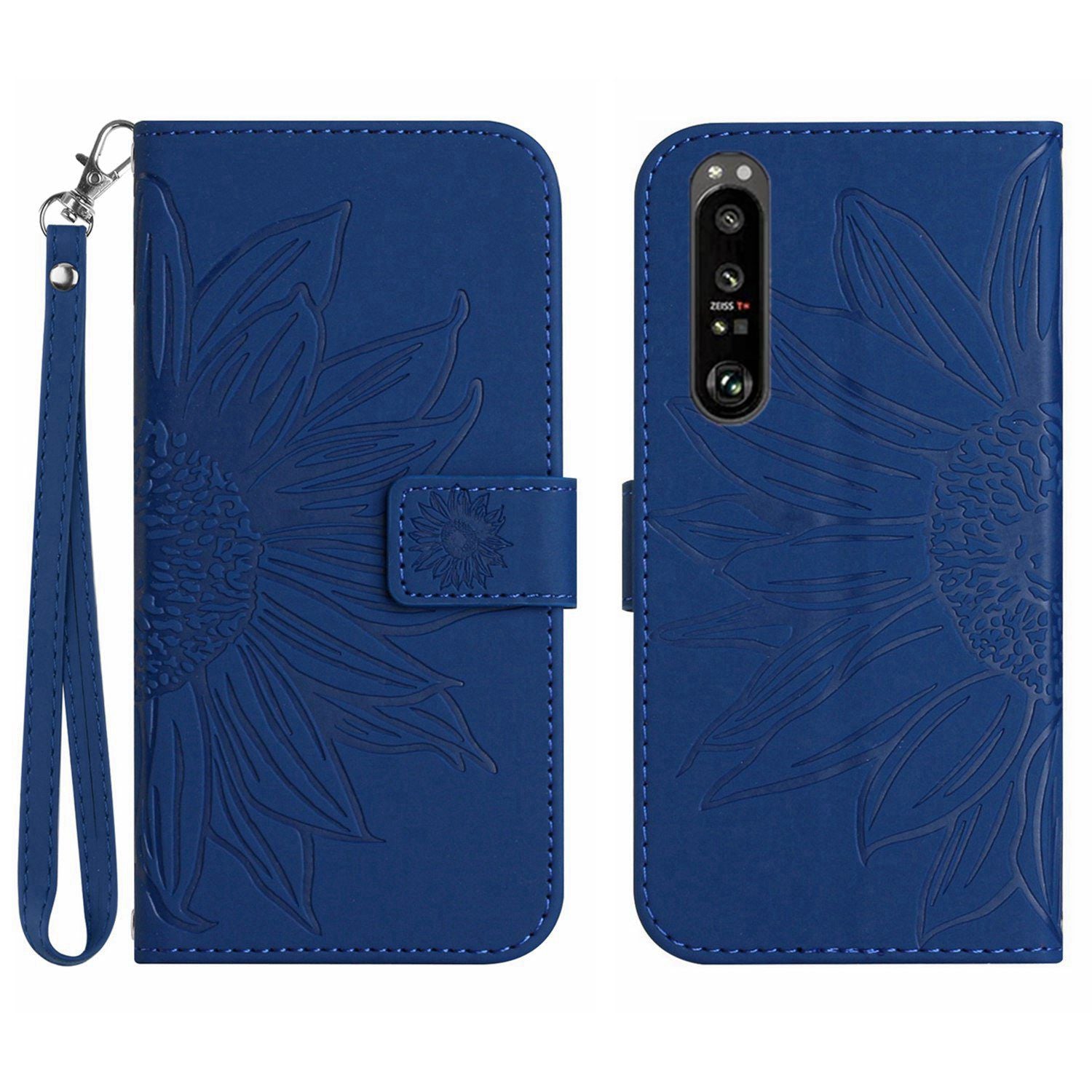 HT04 For Sony Xperia 1 VI Case Sunflower Leather Wallet Stand Phone Cover with Wrist Strap