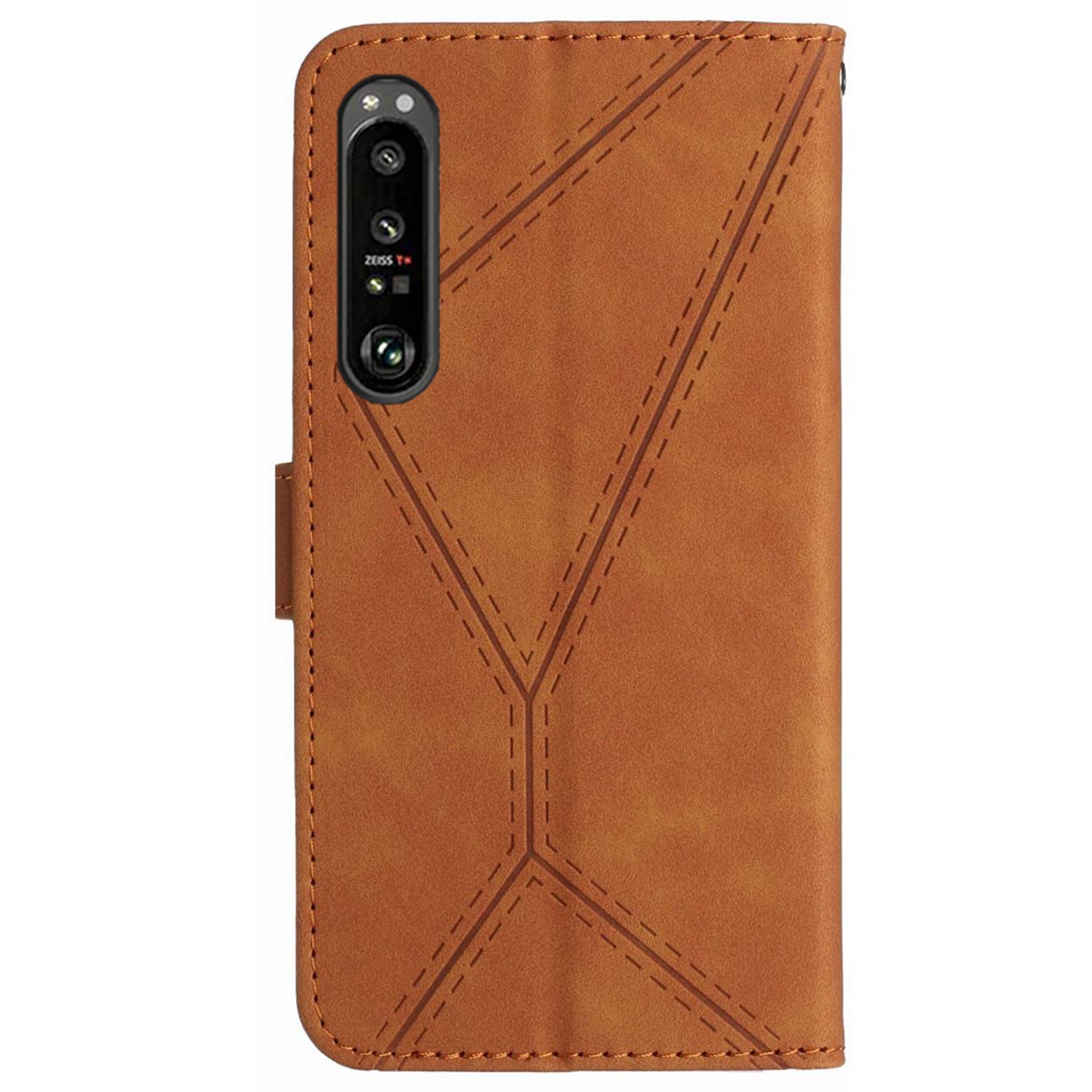 HT05 For Sony Xperia 1 VI Case Lines Imprinted Skin-touch Wallet Leather Phone Cover