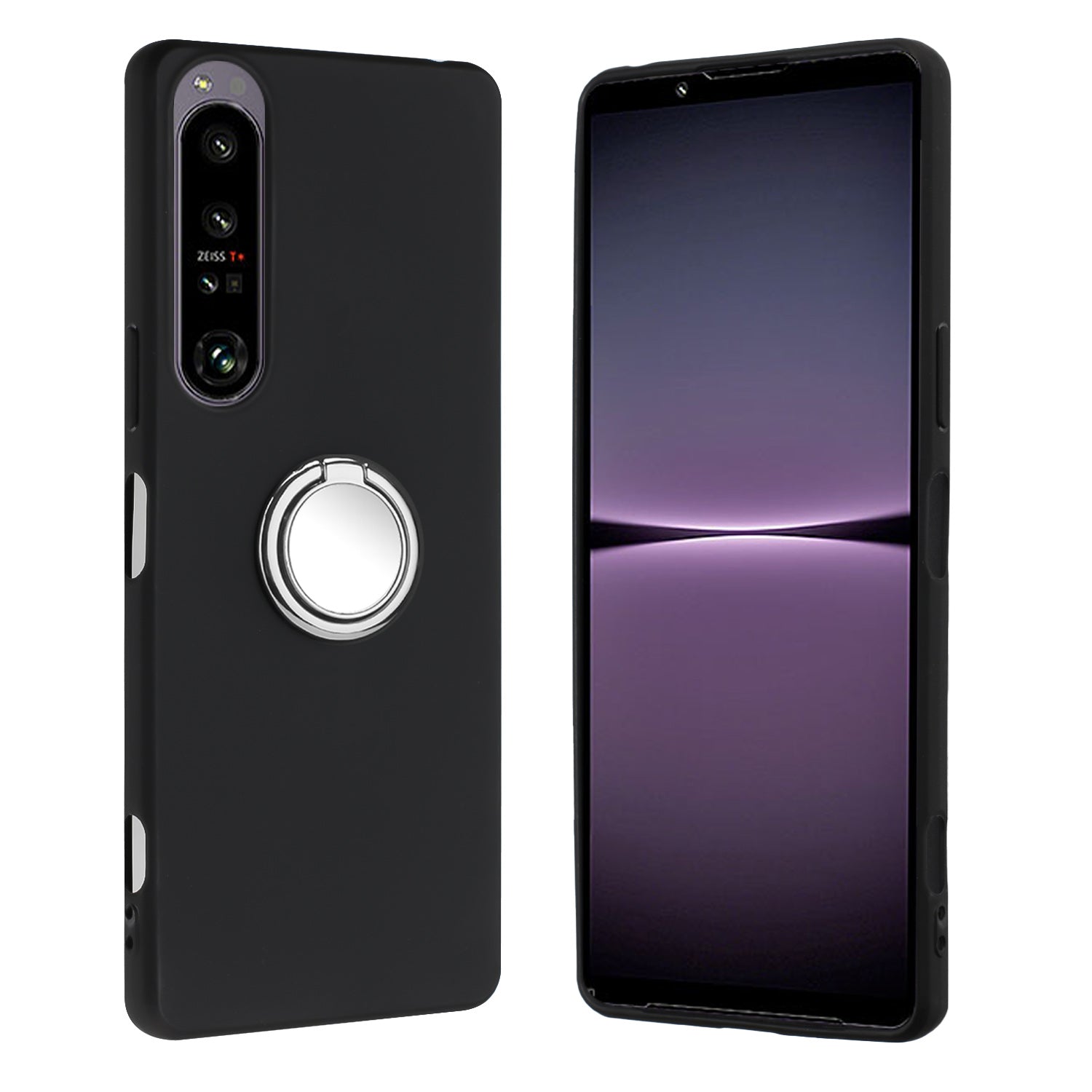 For Sony Xperia 1 VI Cell Phone Cases Matte Soft TPU Cover with Ring Holder Kickstand