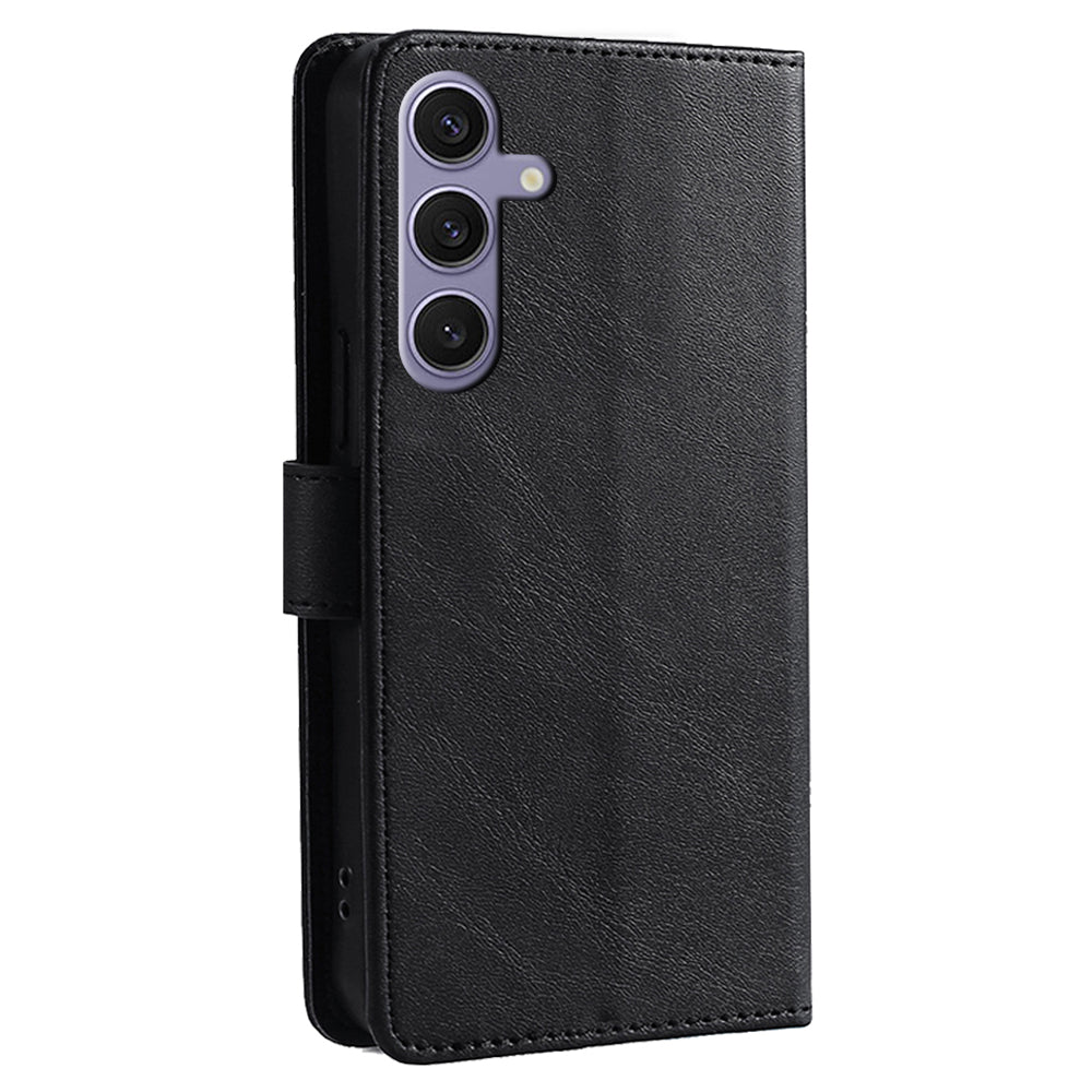 For Samsung Galaxy S24+ Leather Case Calf Texture Magnetic Clasp Wallet Stand Cover