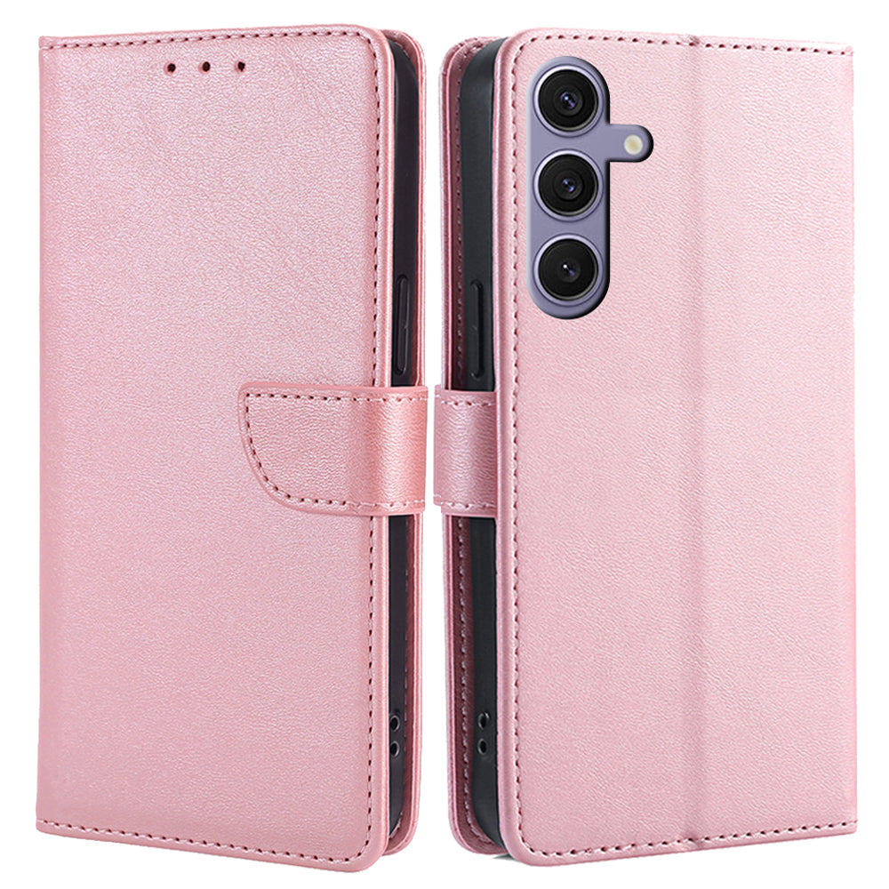 For Samsung Galaxy S24+ Leather Case Calf Texture Magnetic Clasp Wallet Stand Cover