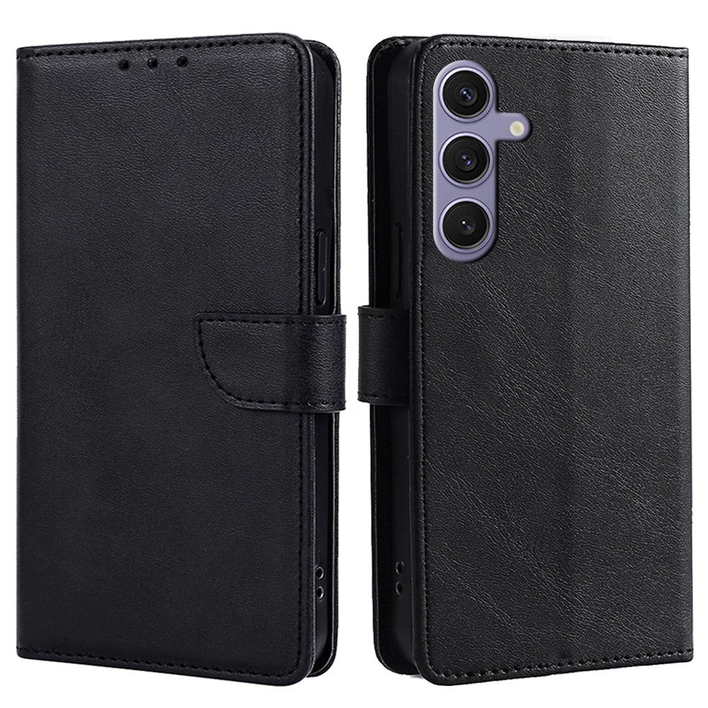 For Samsung Galaxy S24 Case Wallet Card Slots Calf Texture Leather Phone Cover