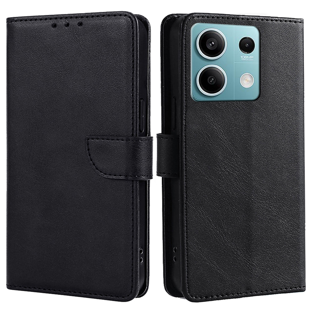 For Xiaomi Redmi Note 13 4G Case Calf Texture Leather Wallet Stand Cover Magnetic Clasp