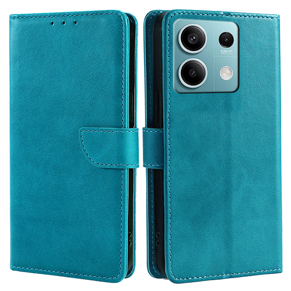 For Xiaomi Redmi Note 13 4G Case Calf Texture Leather Wallet Stand Cover Magnetic Clasp