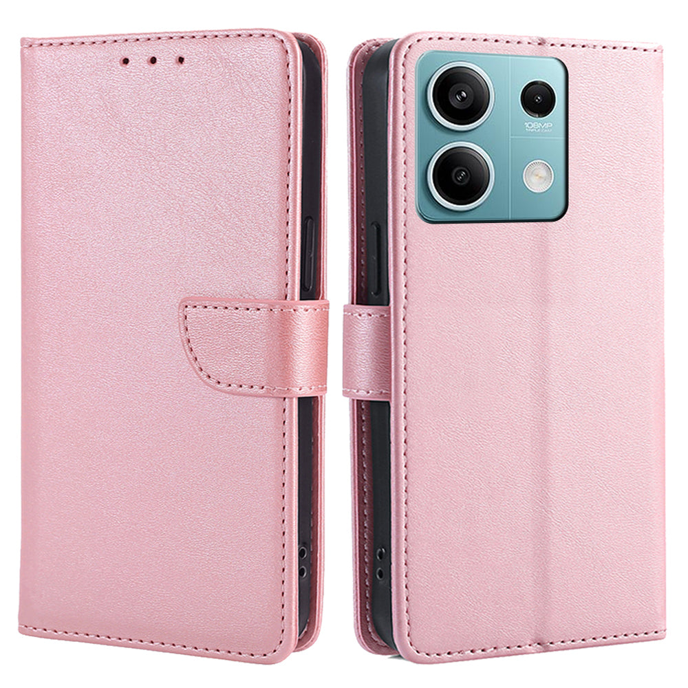 For Xiaomi Redmi Note 13 4G Case Calf Texture Leather Wallet Stand Cover Magnetic Clasp