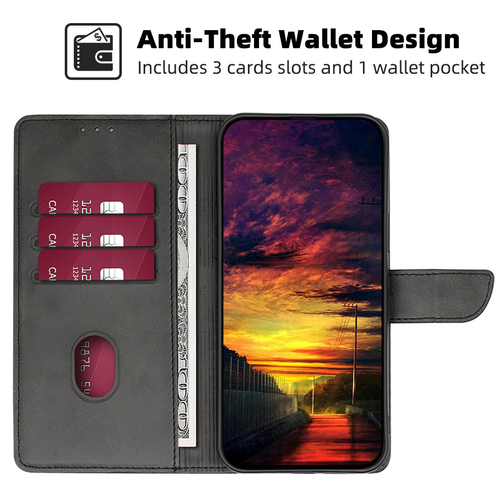 For Motorola Moto G Play (2024) 4G Wallet Stand Cover Case Calf Texture Leather Magnetic Clasp Phone Shell
