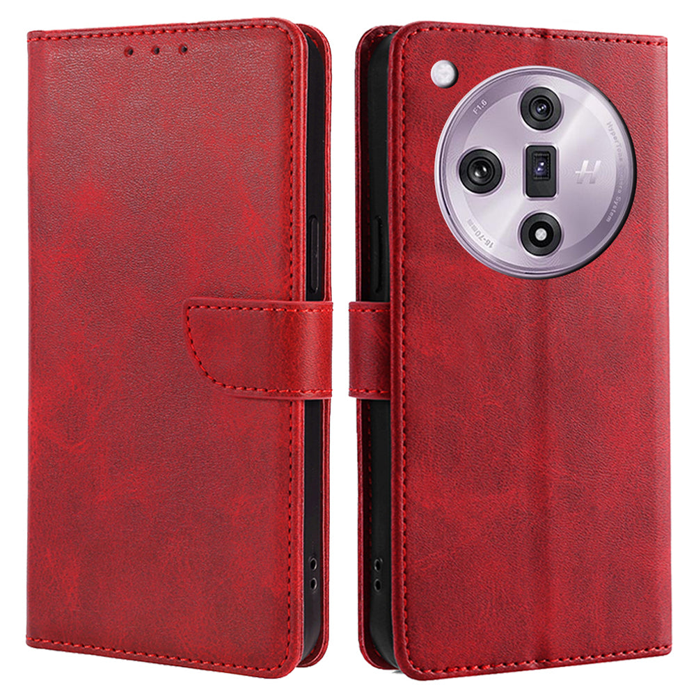 For Oppo Find X7 5G Case Calf Texture Leather Wallet Stand Cover with Magnetic Clasp