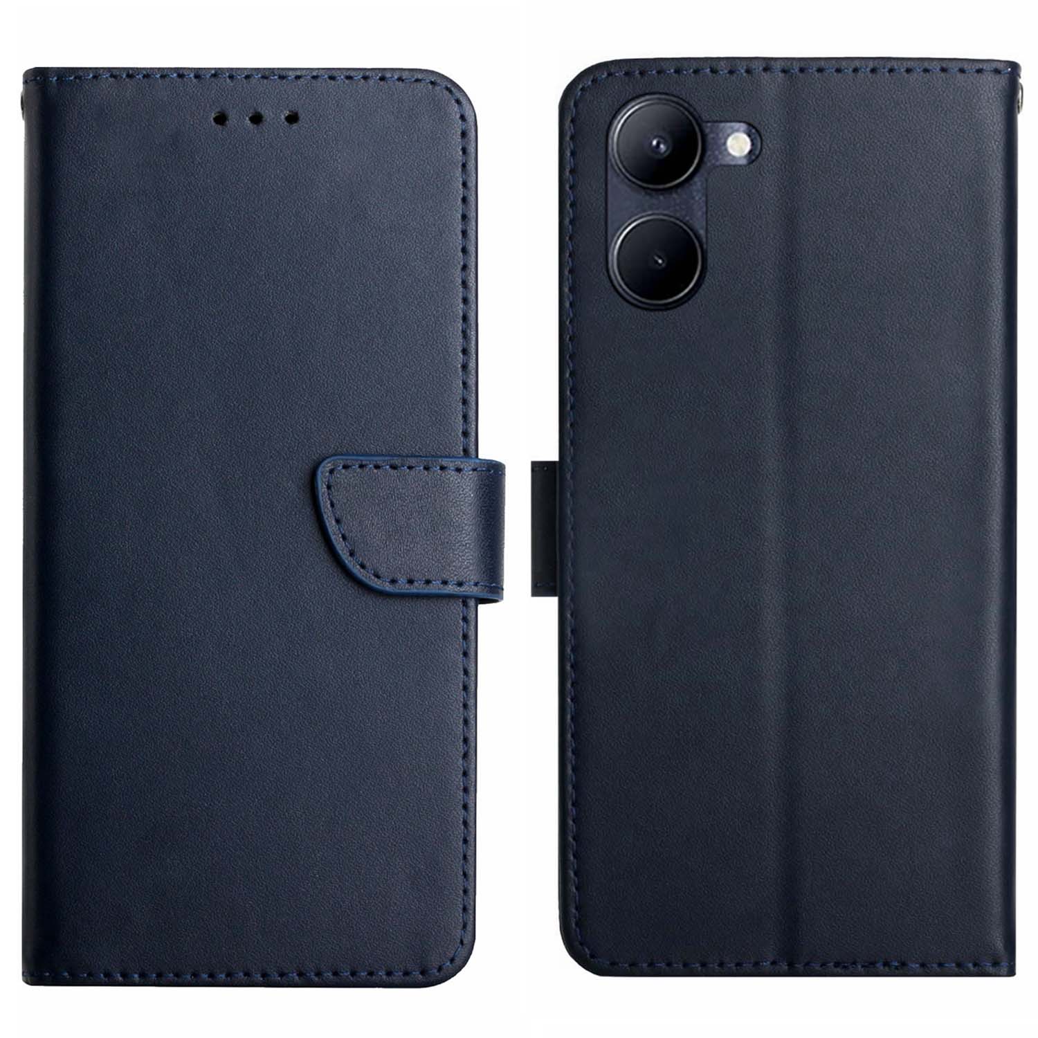 HT02 For vivo Y03 Magnetic Phone Case Nappa Texture Genuine Cow Leather Flip Stand Cover