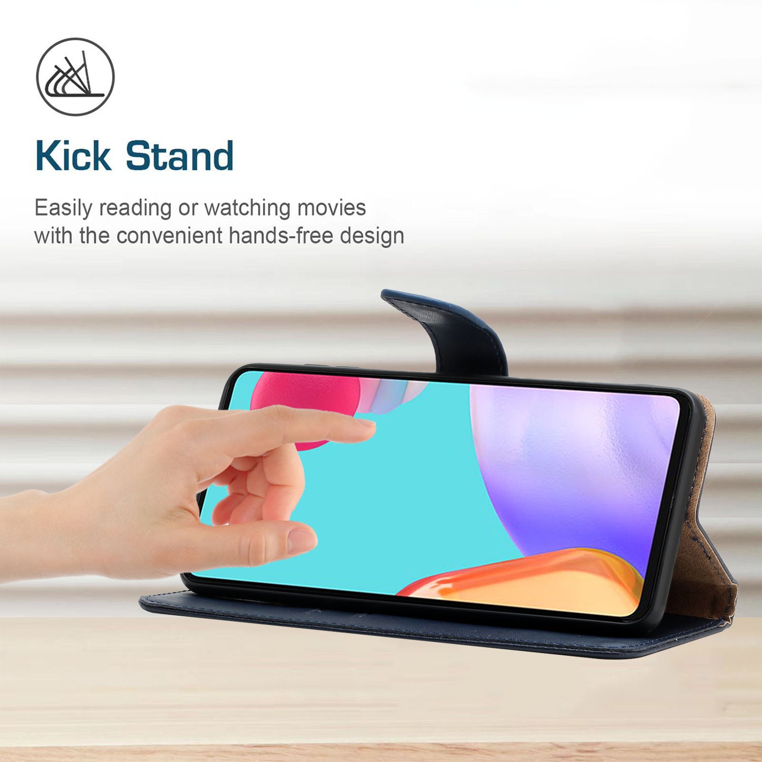 HT02 For vivo Y03 Magnetic Phone Case Nappa Texture Genuine Cow Leather Flip Stand Cover
