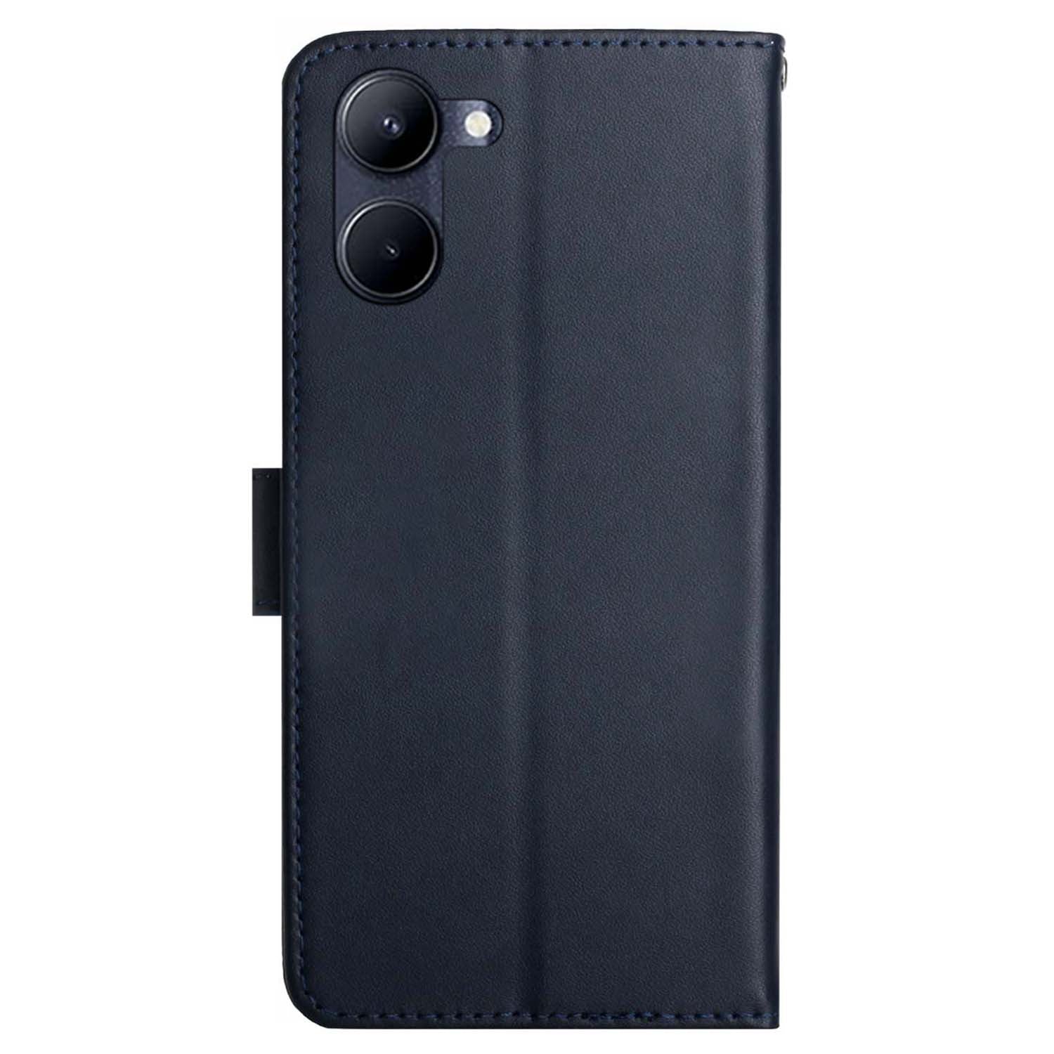 HT02 For vivo Y03 Magnetic Phone Case Nappa Texture Genuine Cow Leather Flip Stand Cover