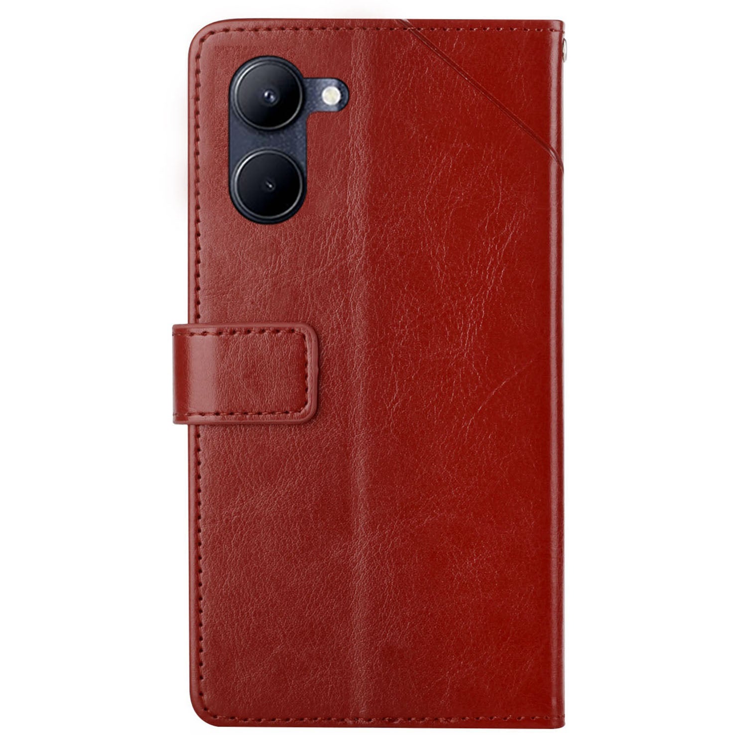 HT01 For vivo Y03 Case Stand Wallet Leather Phone Cover Imprinted Y-shaped Lines