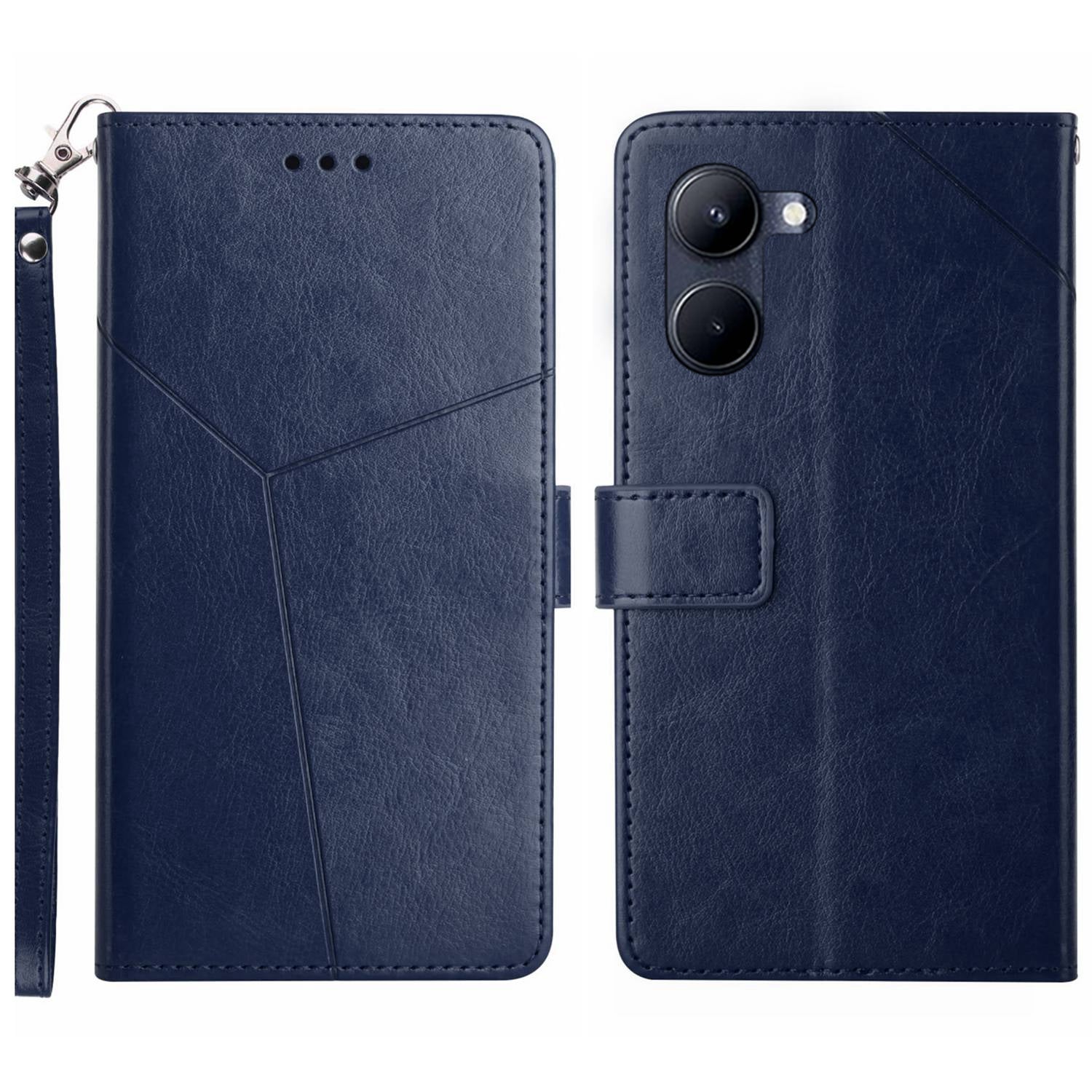 HT01 For vivo Y03 Case Stand Wallet Leather Phone Cover Imprinted Y-shaped Lines