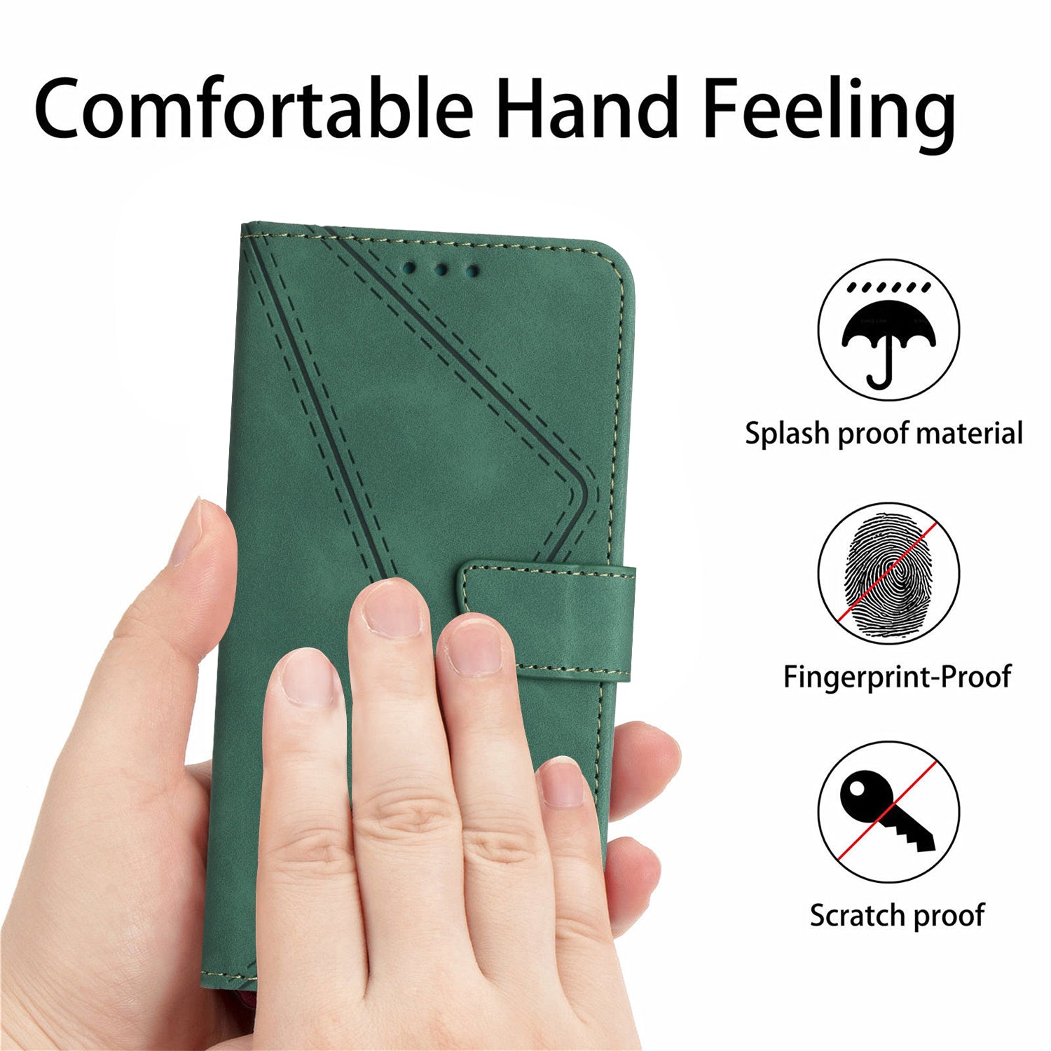 HT05 For vivo Y03 Skin-touch Case Lines Imprinted Card Holder Phone Cover