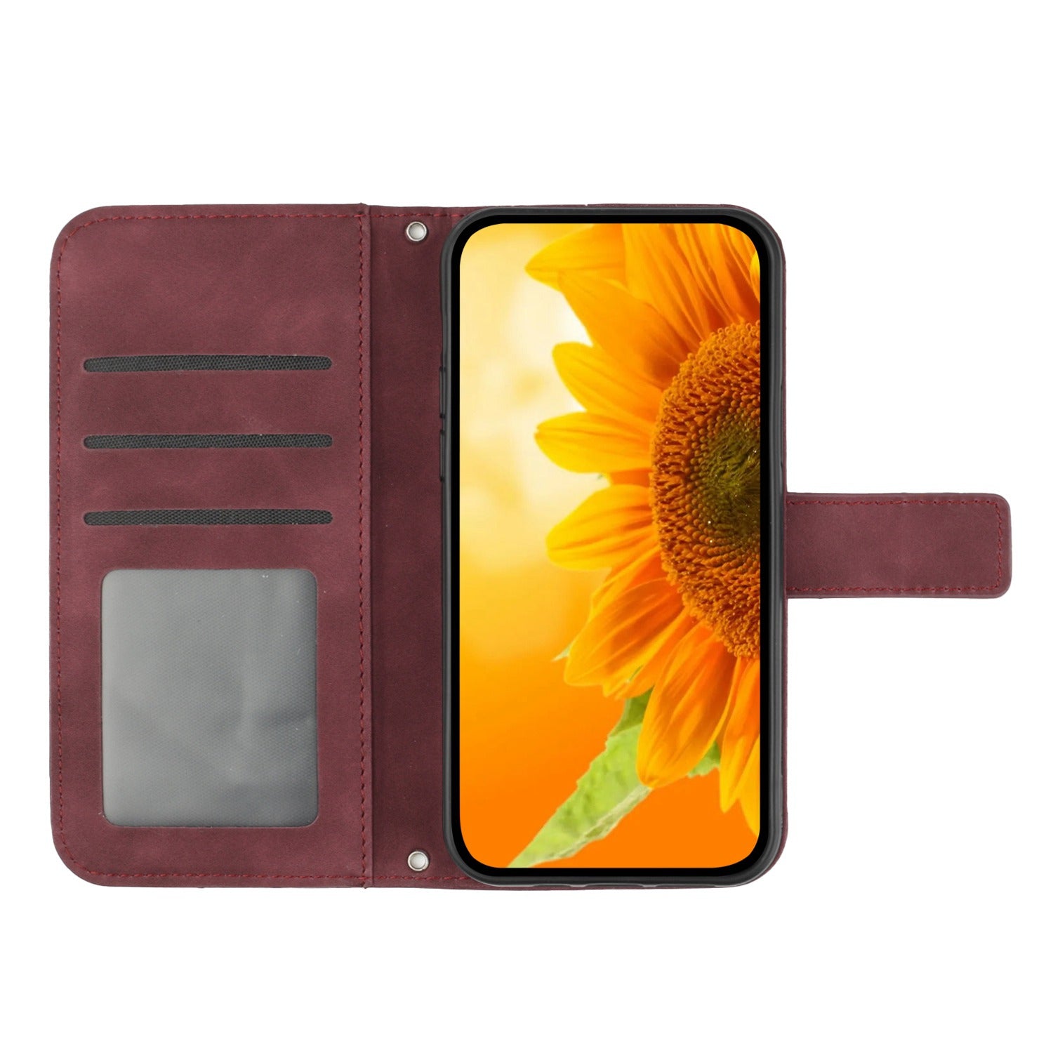HT04 For vivo Y03 Wallet Case Sunflower Skin-touch Leather Phone Cover with Shoulder Strap